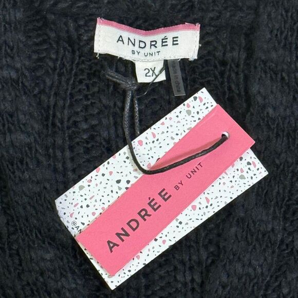 ANDREE By Unit Loose Weave Button Front Hooded Cardigan, NWT! Size 2X - Picture 6 of 8
